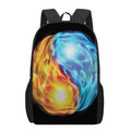 Red And Blue Fire Yin Yang Print 17 Inch Backpack