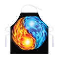 Red And Blue Fire Yin Yang Print Adjustable Apron