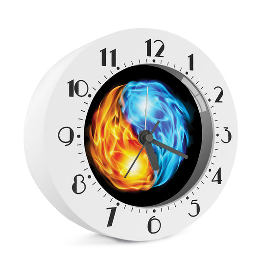Red And Blue Fire Yin Yang Print Alarm Clock