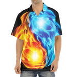 Red And Blue Fire Yin Yang Print Aloha Shirt