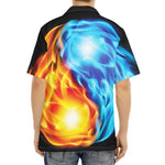 Red And Blue Fire Yin Yang Print Aloha Shirt