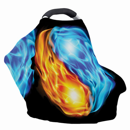 Red And Blue Fire Yin Yang Print Baby Seat Cover