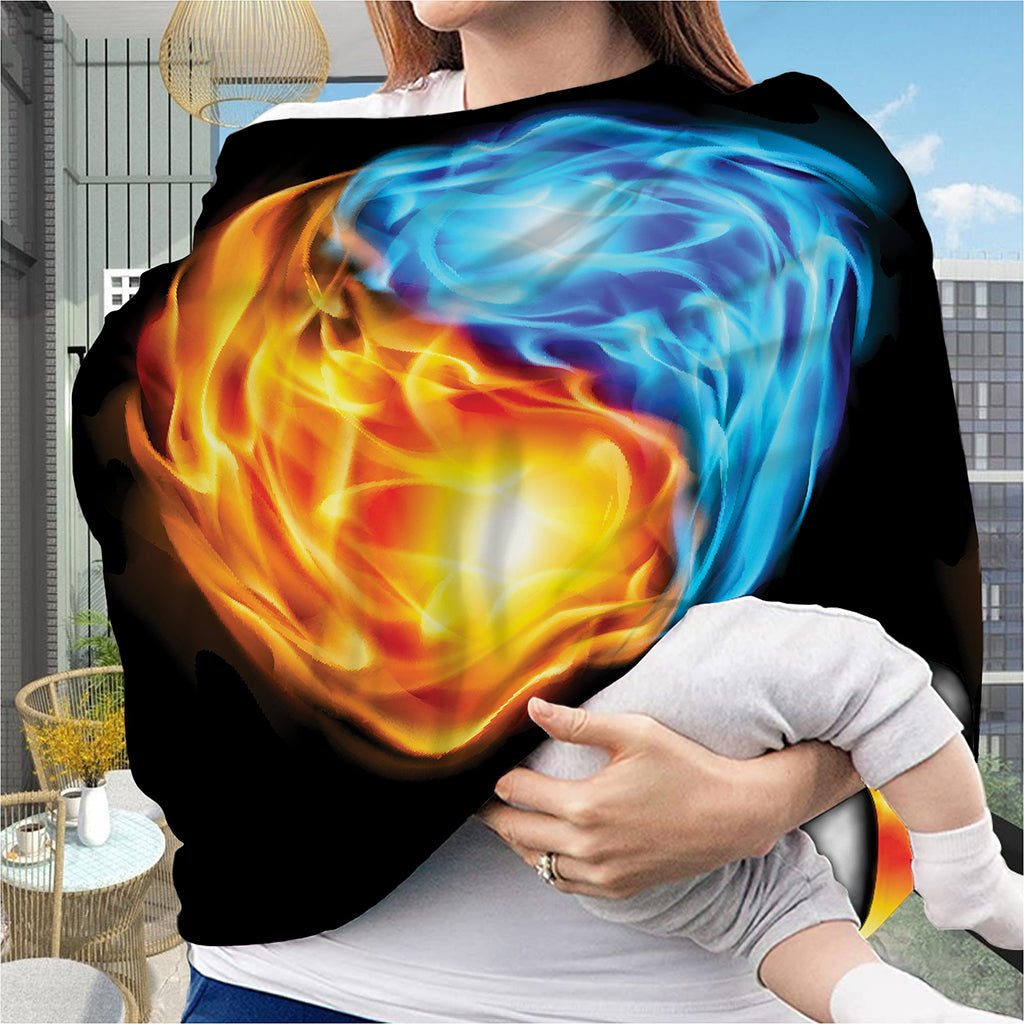 Red And Blue Fire Yin Yang Print Baby Seat Cover