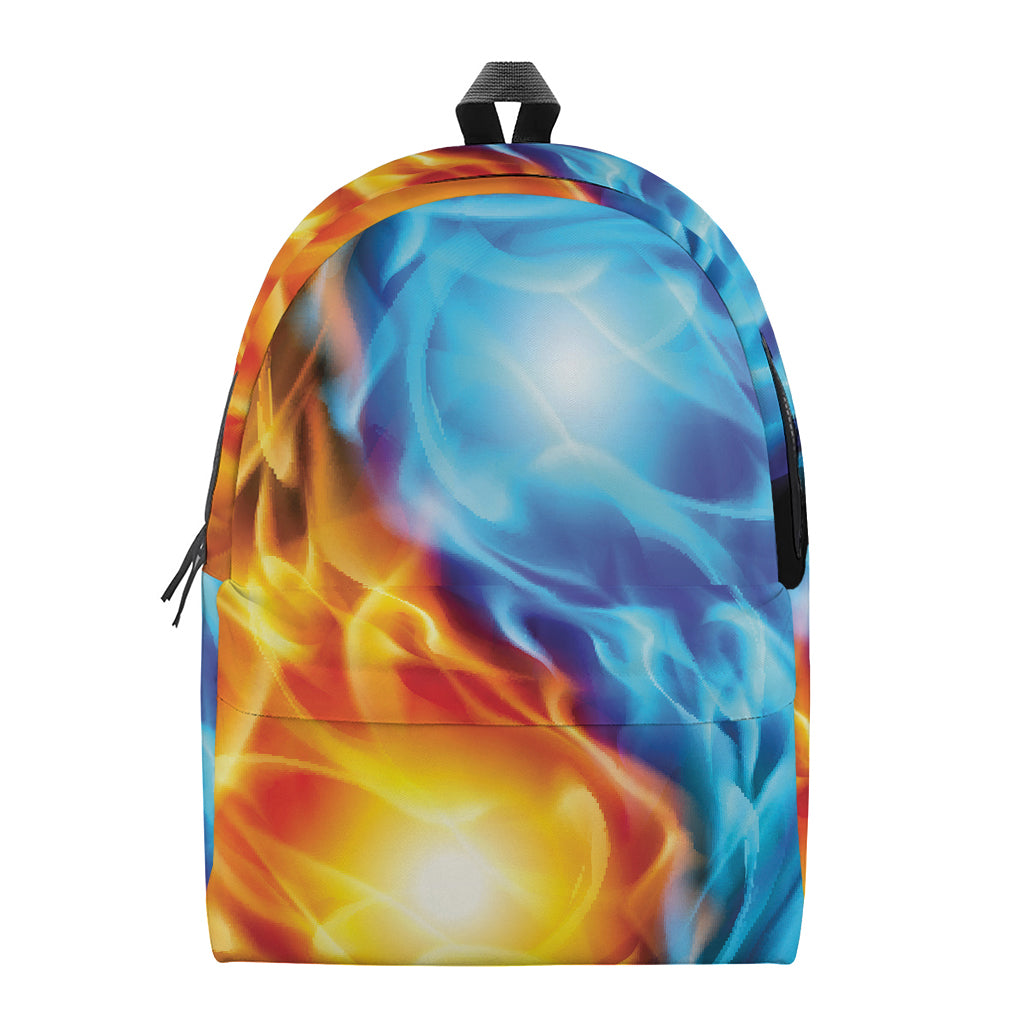 Red And Blue Fire Yin Yang Print Backpack