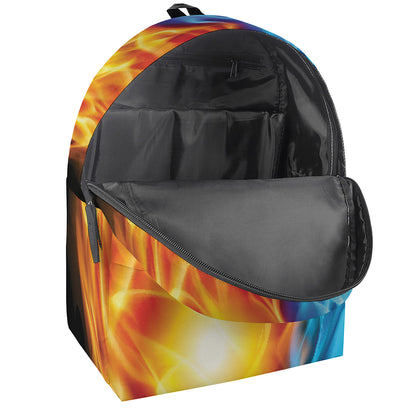 Red And Blue Fire Yin Yang Print Backpack