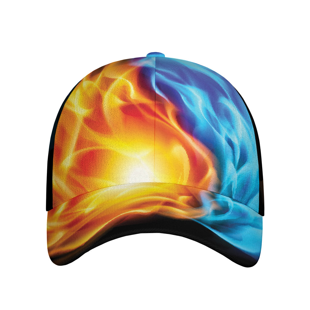 Red And Blue Fire Yin Yang Print Baseball Cap