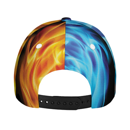 Red And Blue Fire Yin Yang Print Baseball Cap