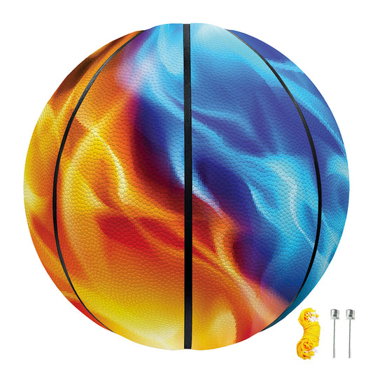 Red And Blue Fire Yin Yang Print Basketball