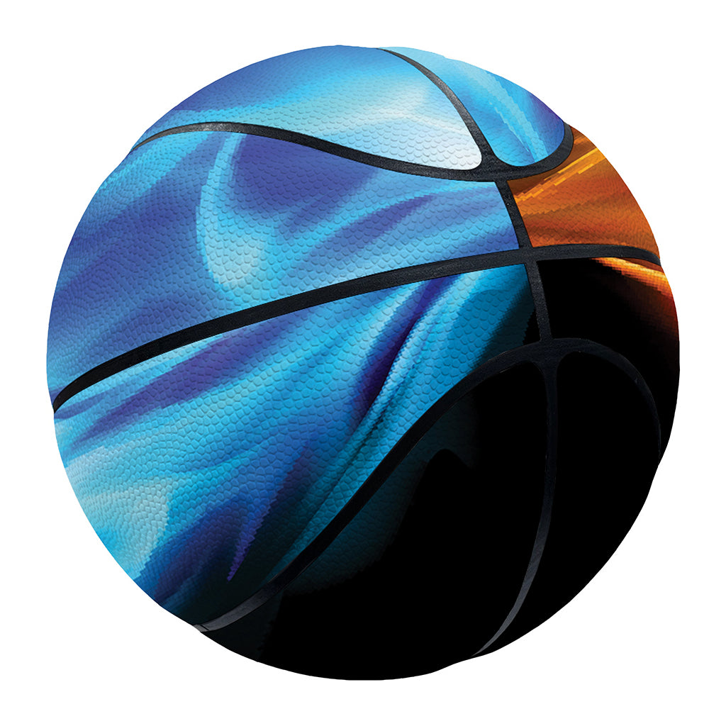 Red And Blue Fire Yin Yang Print Basketball