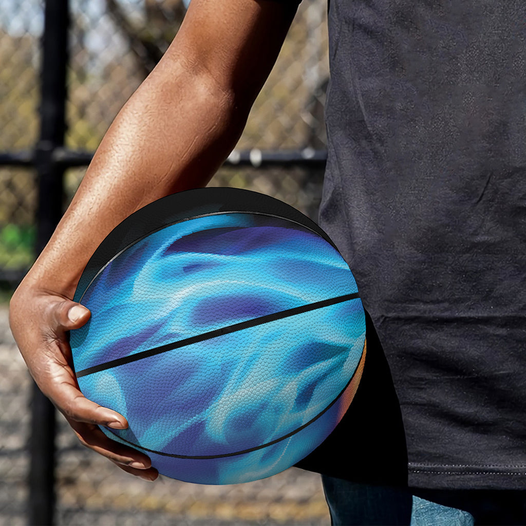 Red And Blue Fire Yin Yang Print Basketball