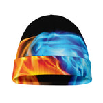 Red And Blue Fire Yin Yang Print Beanie