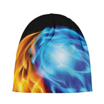 Red And Blue Fire Yin Yang Print Beanie