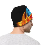 Red And Blue Fire Yin Yang Print Beanie
