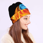 Red And Blue Fire Yin Yang Print Beanie