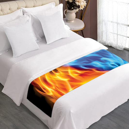Red And Blue Fire Yin Yang Print Bed Runner