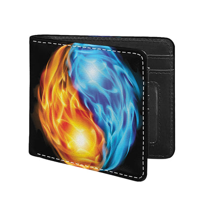 Red And Blue Fire Yin Yang Print Bifold Wallet
