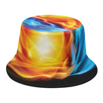 Red And Blue Fire Yin Yang Print Bucket Hat