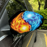 Red And Blue Fire Yin Yang Print Car Side Mirror Covers