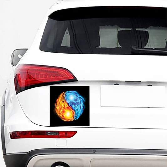Red And Blue Fire Yin Yang Print Car Sticker