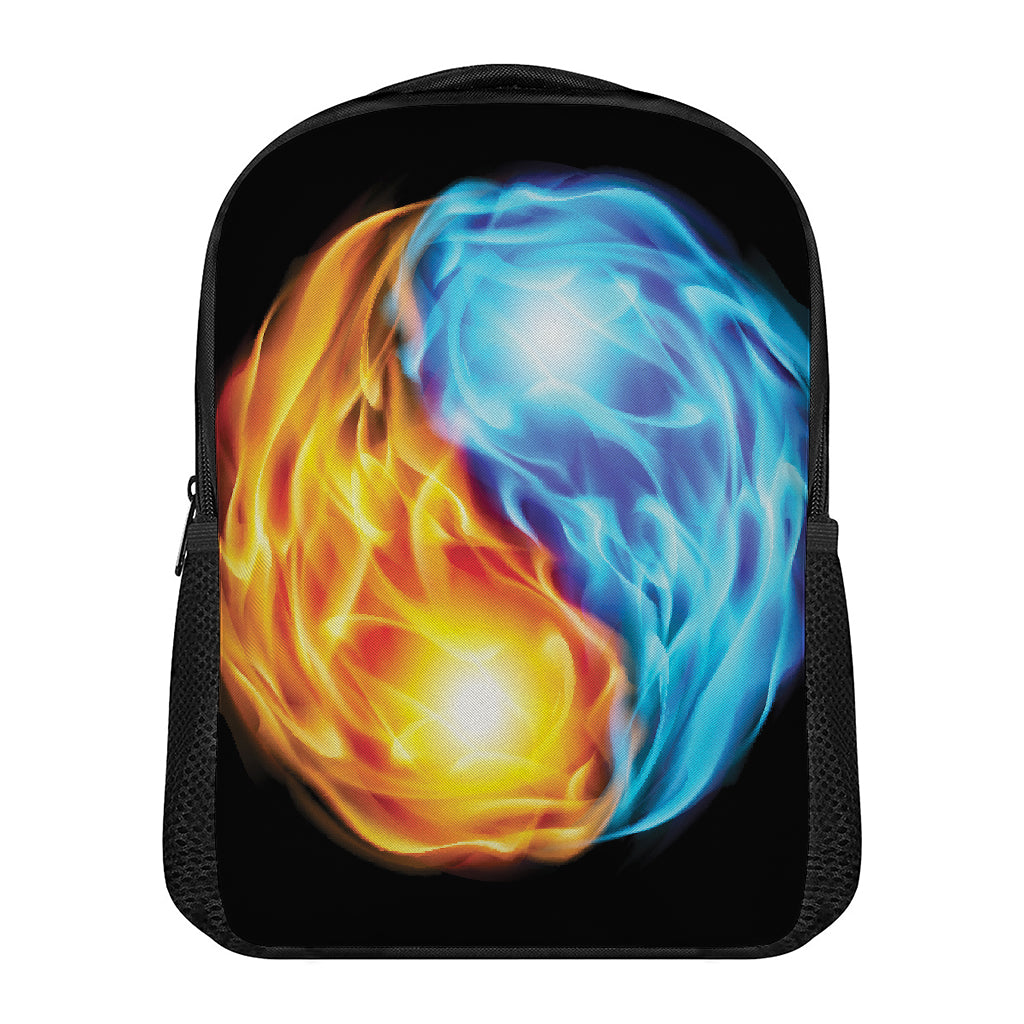 Red And Blue Fire Yin Yang Print Casual Backpack
