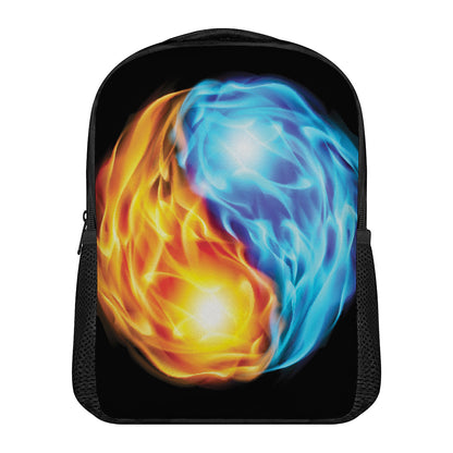 Red And Blue Fire Yin Yang Print Casual Backpack