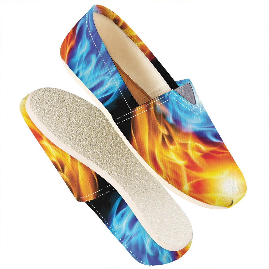 Red And Blue Fire Yin Yang Print Casual Shoes
