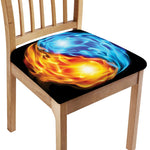 Red And Blue Fire Yin Yang Print Chair Cushion Cover