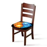 Red And Blue Fire Yin Yang Print Chair Cushion Cover