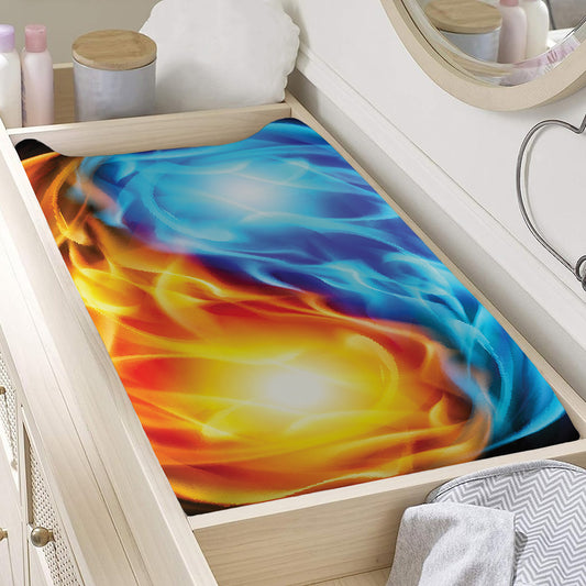 Red And Blue Fire Yin Yang Print Changing Pad Cover