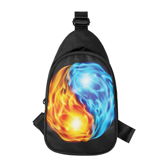 Red And Blue Fire Yin Yang Print Chest Bag