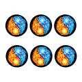 Red And Blue Fire Yin Yang Print Coaster Set