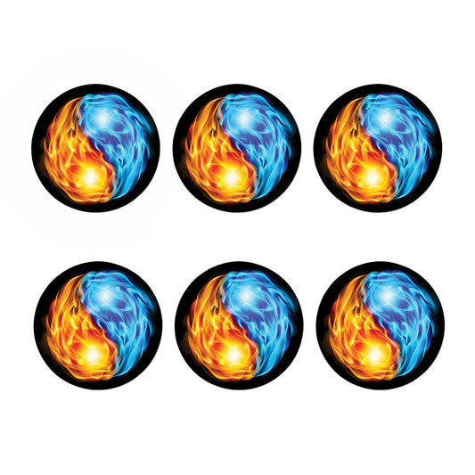 Red And Blue Fire Yin Yang Print Coaster Set