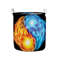 Red And Blue Fire Yin Yang Print Collapsible Laundry Basket