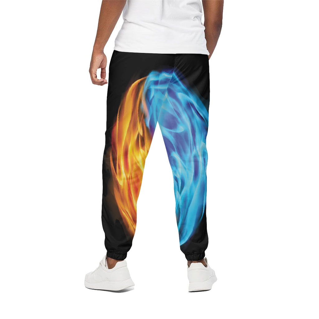 Red And Blue Fire Yin Yang Print Cotton Pants