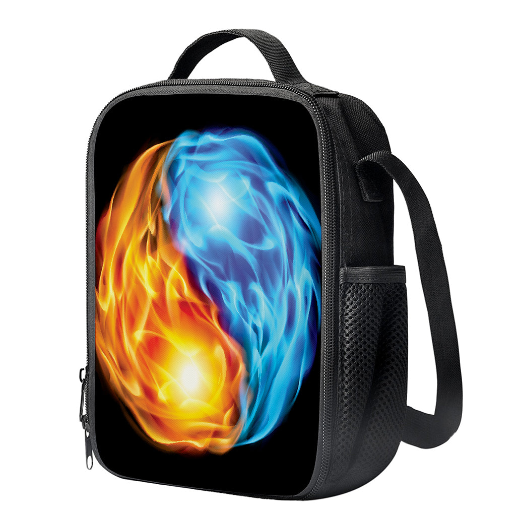 Red And Blue Fire Yin Yang Print Crossbody Lunch Bag