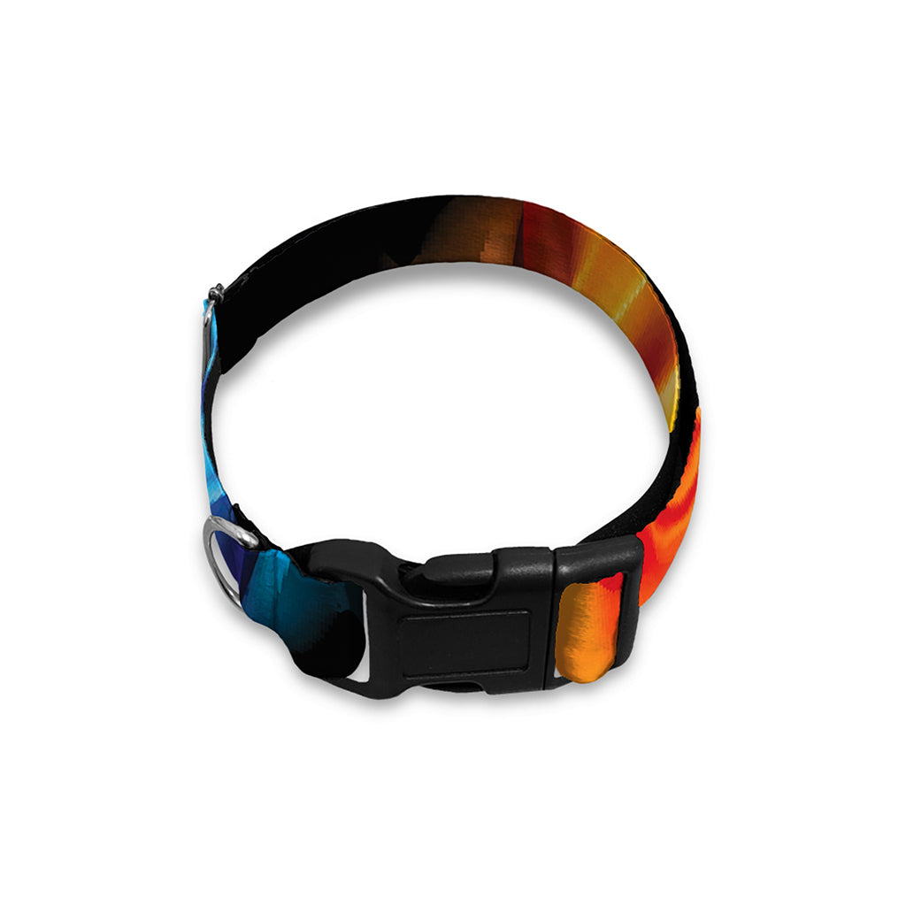 Red And Blue Fire Yin Yang Print Dog Collar