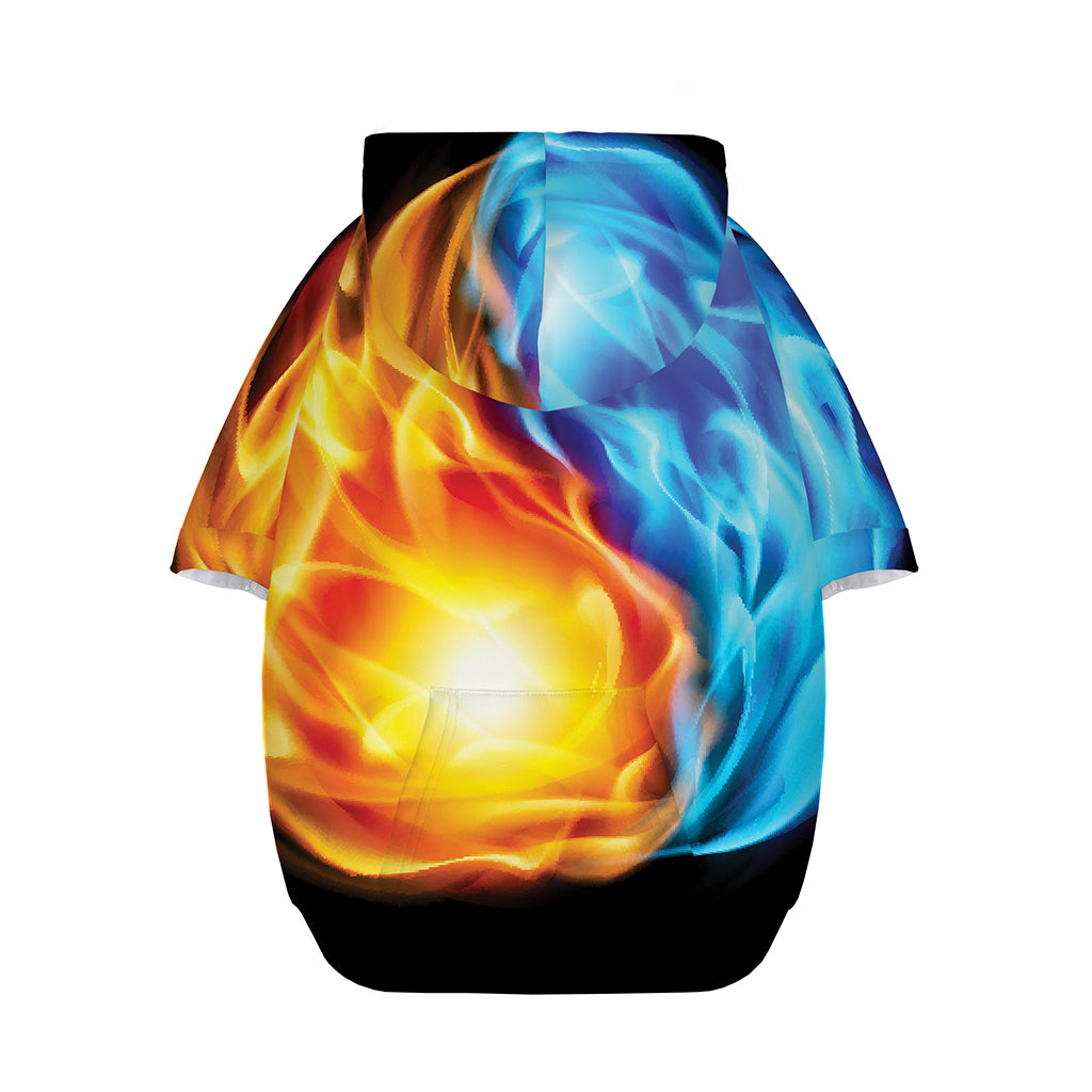 Red And Blue Fire Yin Yang Print Dog Zip Up Hoodie
