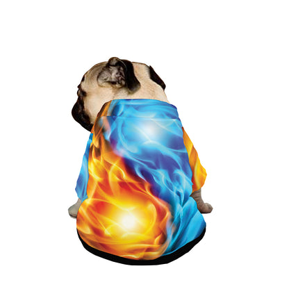 Red And Blue Fire Yin Yang Print Dog Zip Up Jacket