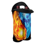 Red And Blue Fire Yin Yang Print Double Neoprene Wine Tote