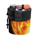 Red And Blue Fire Yin Yang Print Drawstring Makeup Bag