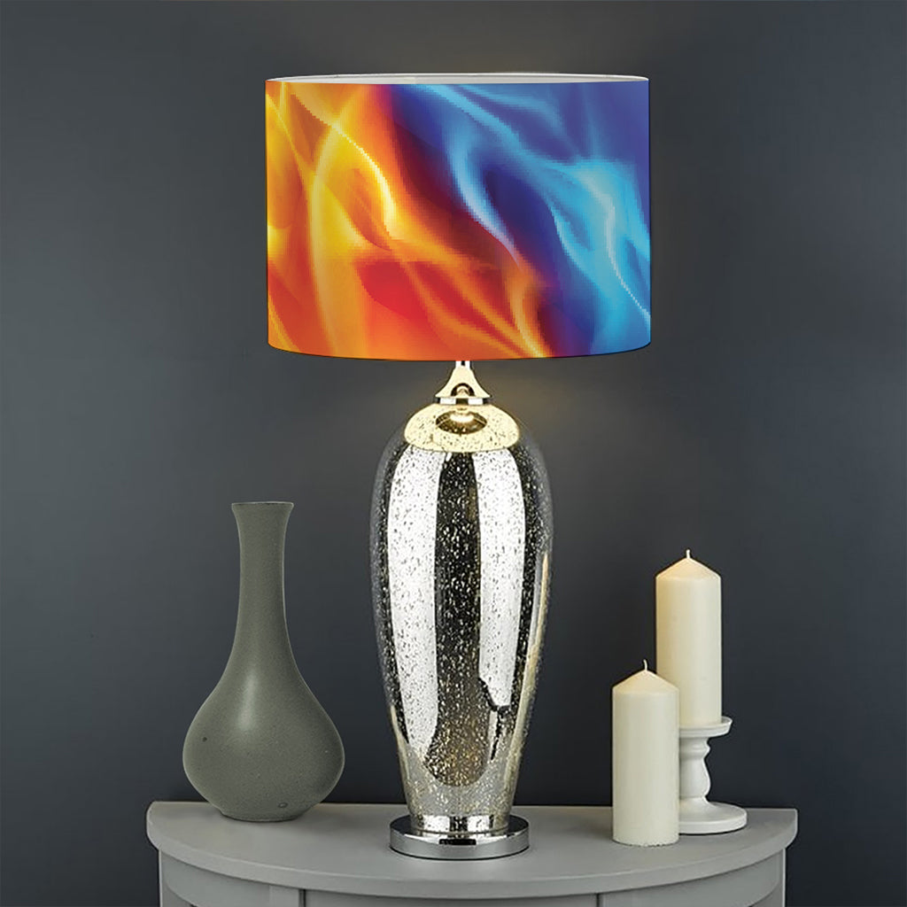 Red And Blue Fire Yin Yang Print Drum Lamp Shade