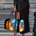 Red And Blue Fire Yin Yang Print Duffle Bag
