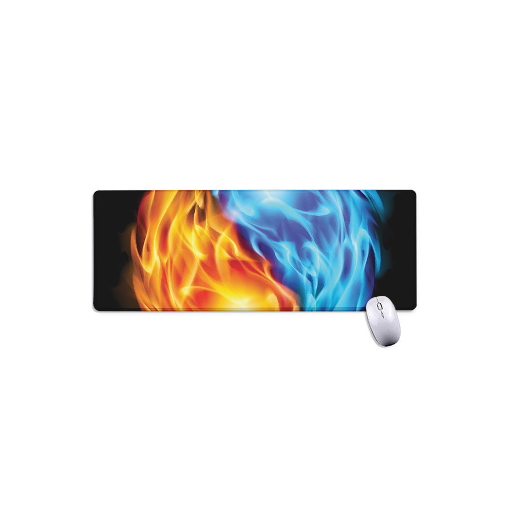 Red And Blue Fire Yin Yang Print Extended Mouse Pad