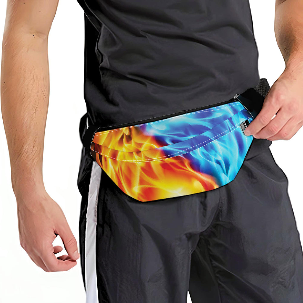 Red And Blue Fire Yin Yang Print Fanny Pack