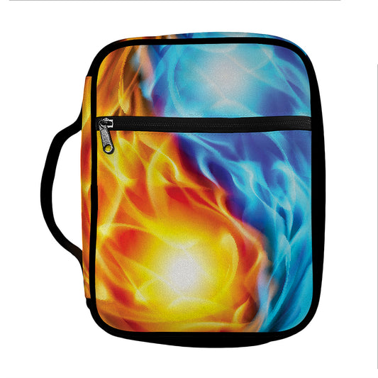 Red And Blue Fire Yin Yang Print Front Pocket Bible Bag