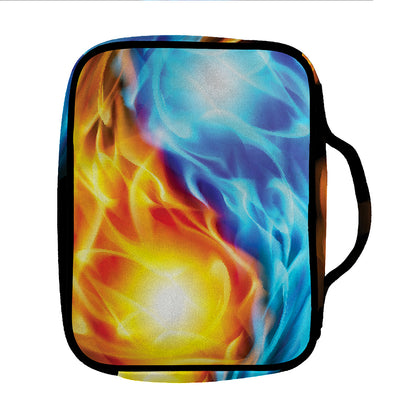 Red And Blue Fire Yin Yang Print Front Pocket Bible Bag