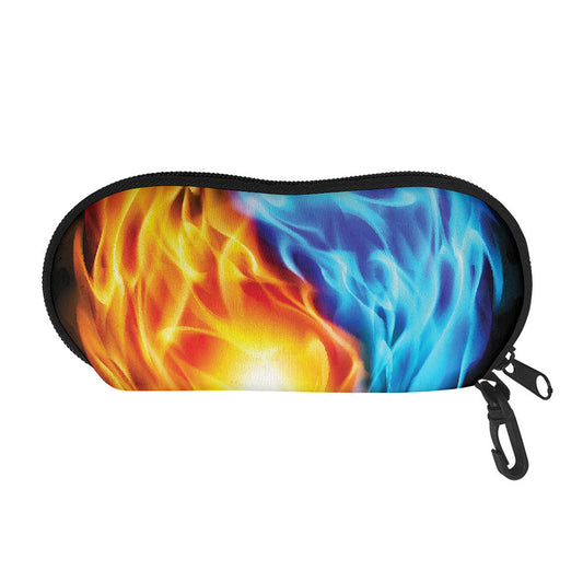 Red And Blue Fire Yin Yang Print Glasses Case