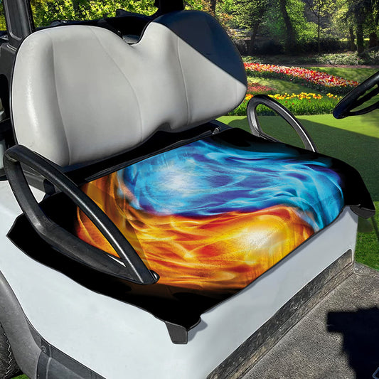 Red And Blue Fire Yin Yang Print Golf Cart Seat Cover