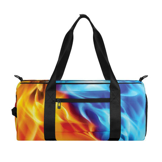 Red And Blue Fire Yin Yang Print Gym Bag