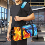 Red And Blue Fire Yin Yang Print Gym Bag